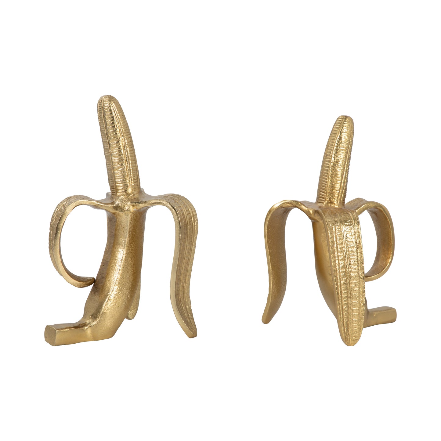 Metal, S/2 9" Banana Bookends, Gold