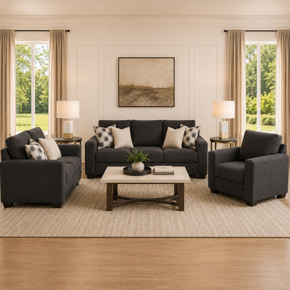 Loreo Sofa Set with 2 Free Dual Table Lamp (Silver)