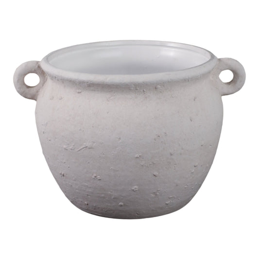 10" TEXTURED STONEWARE JUG PLANTER, WHITE