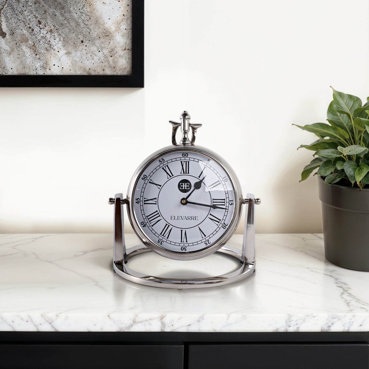 10" Veridian Silver Aluminum Desk Clock