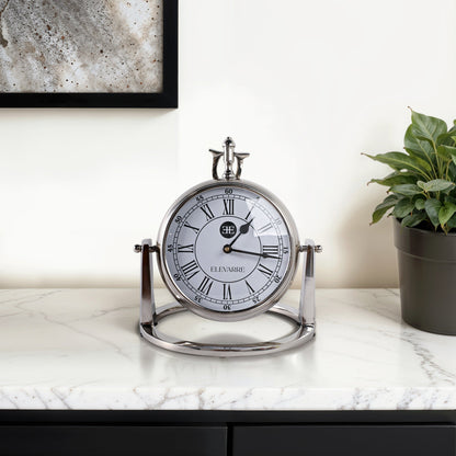 10" Veridian Silver Aluminum Desk Clock