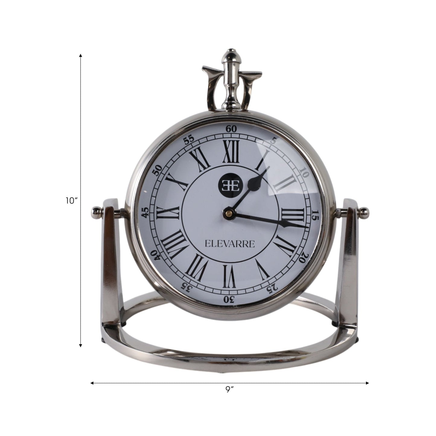 10" Veridian Silver Aluminum Desk Clock