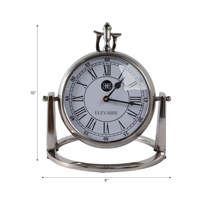 10" Veridian Silver Aluminum Desk Clock