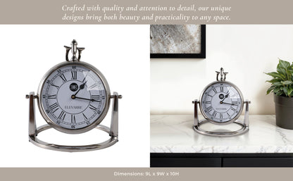 10" Veridian Silver Aluminum Desk Clock