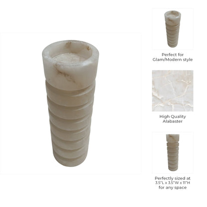 11" Solica Large Alibaster Candleholder