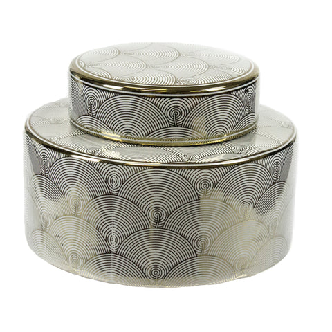 WHITE/GOLD SCALLOP JAR 6