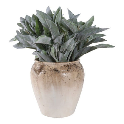 11x10" Textured Terracotta 2-handle Vase,ivry/brwn
