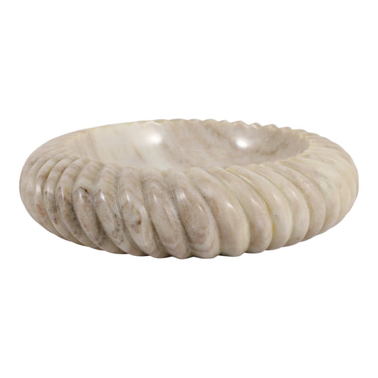 12X12" RIBBED MARBLE BOWL, BEIGE