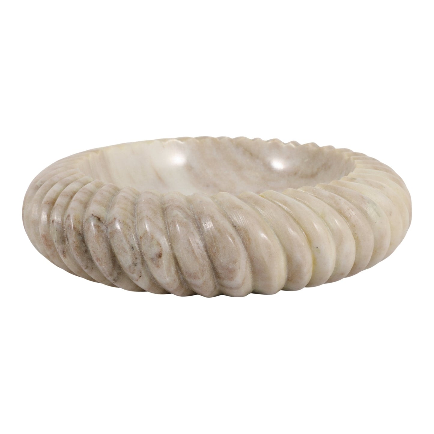 12X12" RIBBED MARBLE BOWL, BEIGE