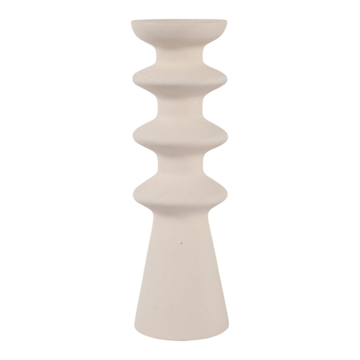13" KNOXLEY LARGE CERAMIC CANDLEHOLDER, WHITE