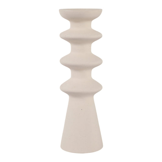 13" KNOXLEY LARGE CERAMIC CANDLEHOLDER, WHITE