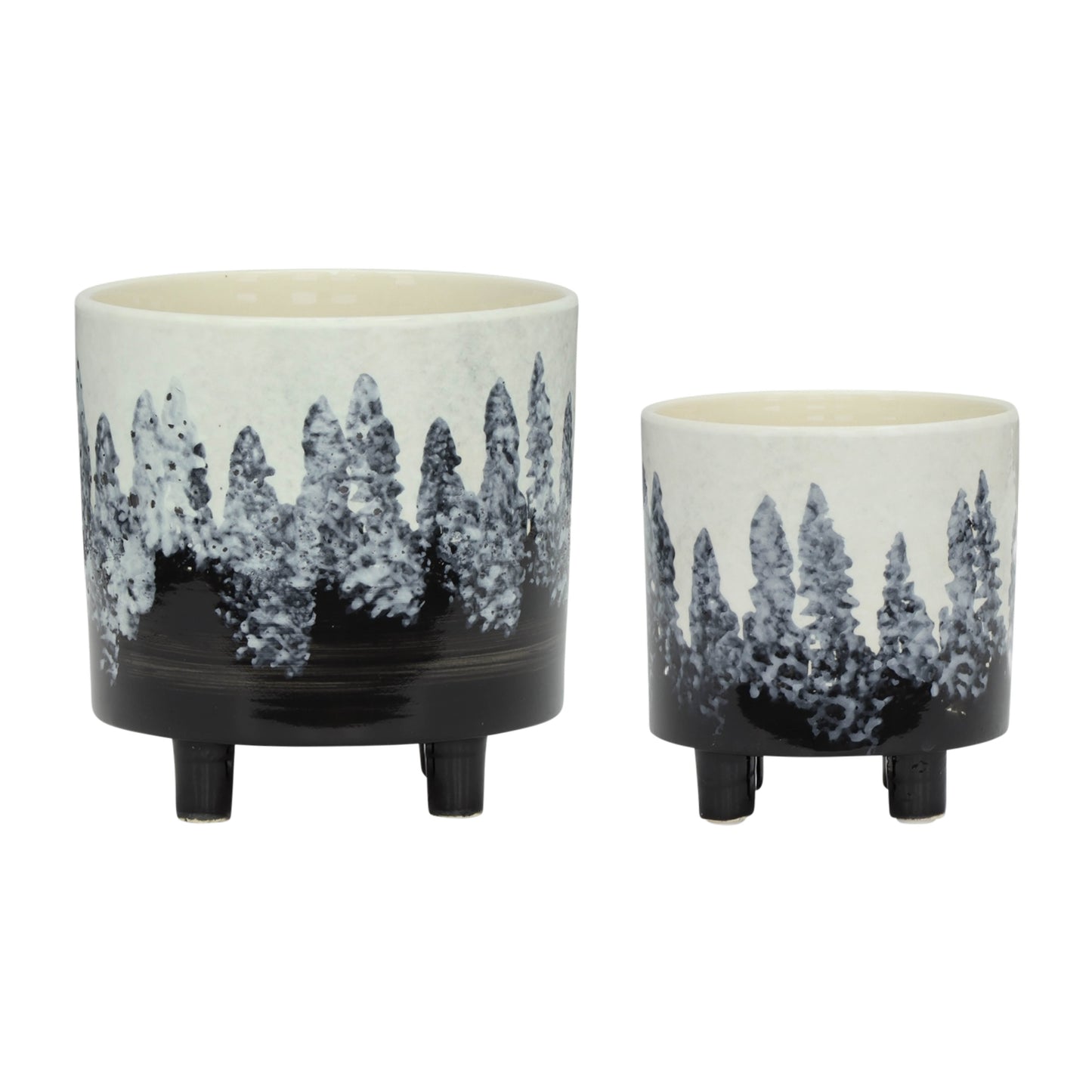 13870-07  CERAMIC 14.5" PLANTER ON STAND, BLACK( Sagebrook Home  )