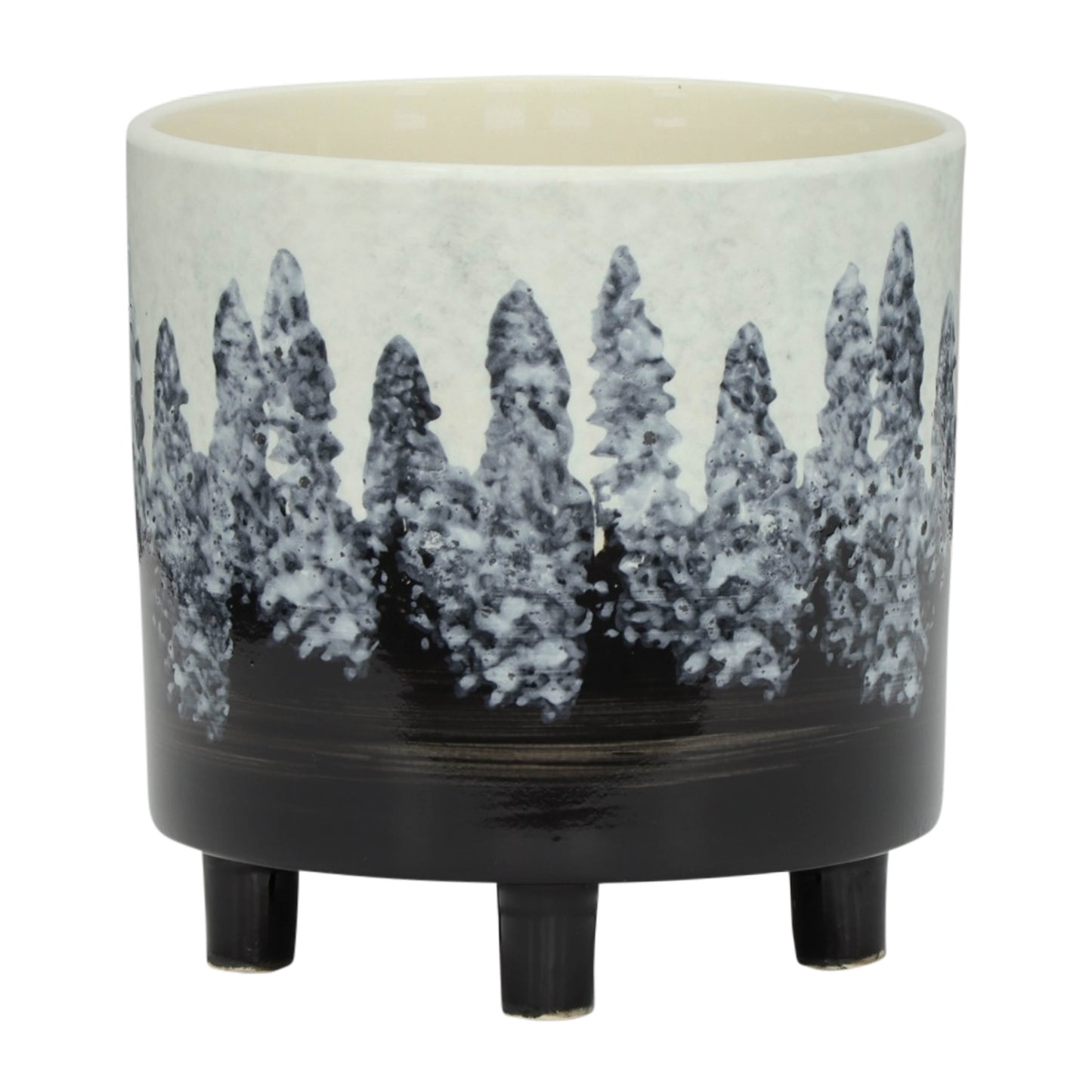 13870-07  CERAMIC 14.5" PLANTER ON STAND, BLACK( Sagebrook Home  )