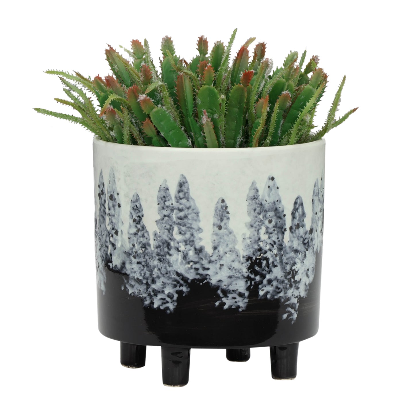 13870-07  CERAMIC 14.5" PLANTER ON STAND, BLACK( Sagebrook Home  )