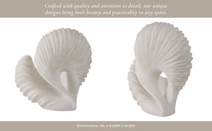 14" EVANSTON QUARTZ RESIN SHELL STATUARY, WHITE