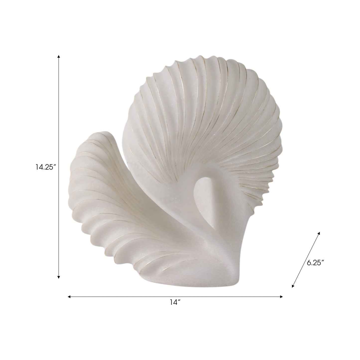 14" EVANSTON QUARTZ RESIN SHELL STATUARY, WHITE