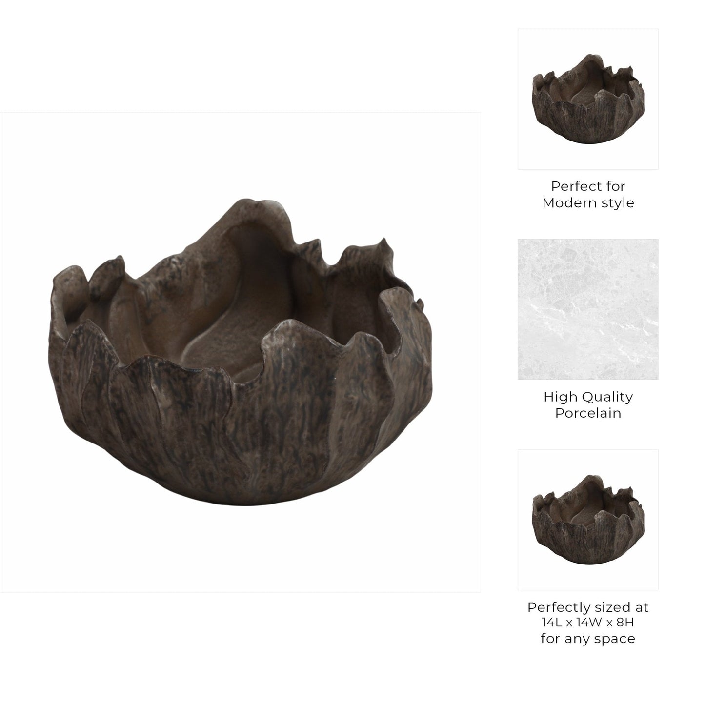14" ZALDANA SHORT PORCELAIN BOWL, RUST