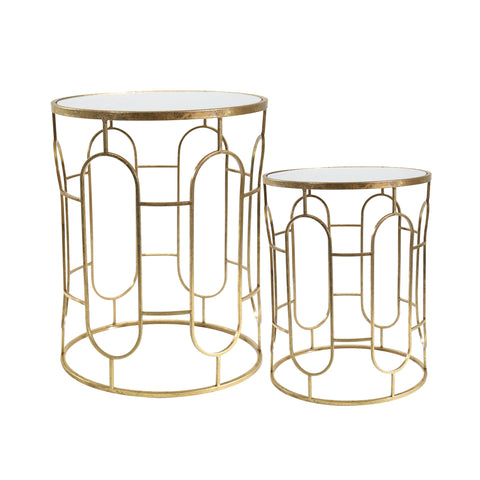 S/2 MIRRORED ROUND ACCENT TABLES 24/20