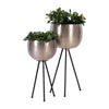 14270-01  S/2 HONEYCOMB PLANTER ON METAL STAND, olive /gold( Sagebrook Home  )