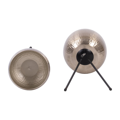 14270-01  S/2 HONEYCOMB PLANTER ON METAL STAND, olive /gold( Sagebrook Home  )