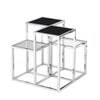 14621-01| STAINLESS STEEL ACCENT TABLE,SILVER/BLACK GLASS