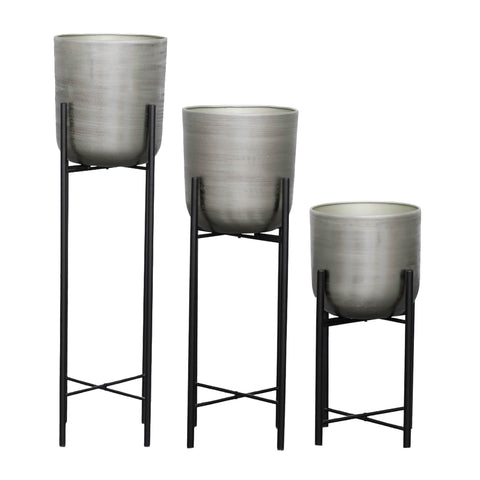 S/3 METAL PLANTERS ON STAND 40/30/20