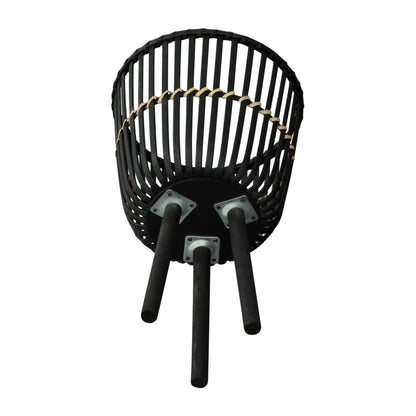 أحواض زرع صغيرة بقاعدة من الخيزران مقاس 11/13/15 بوصة، أسود