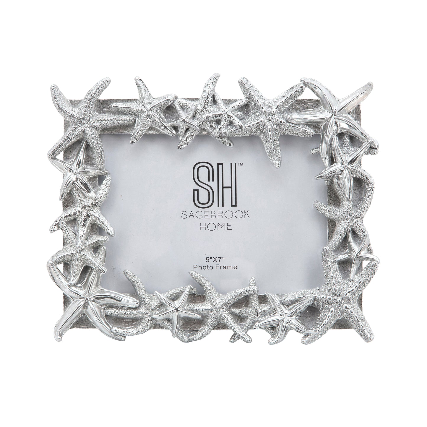 14969-02 |POLYRESIN 5X7" STARFISH PHOTO FRAME, SILVER