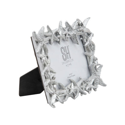 14969-02 |POLYRESIN 5X7" STARFISH PHOTO FRAME, SILVER