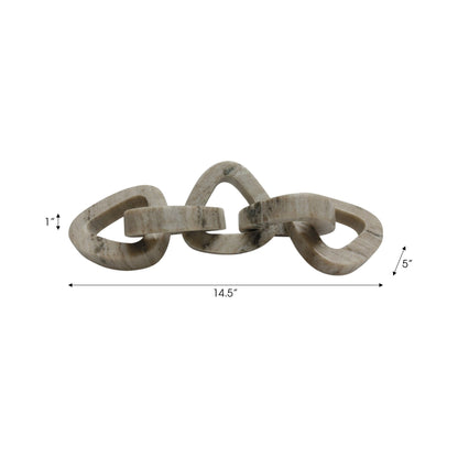 15" Mollin Carved Marble Chain Object