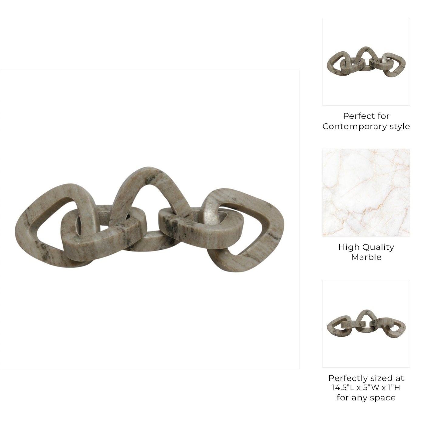 15" Mollin Carved Marble Chain Object