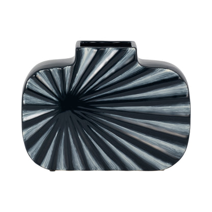 15060-05  CER, 8"H U-SHAPED VASE W/ BASE, BLACK( Sagebrook Home  )