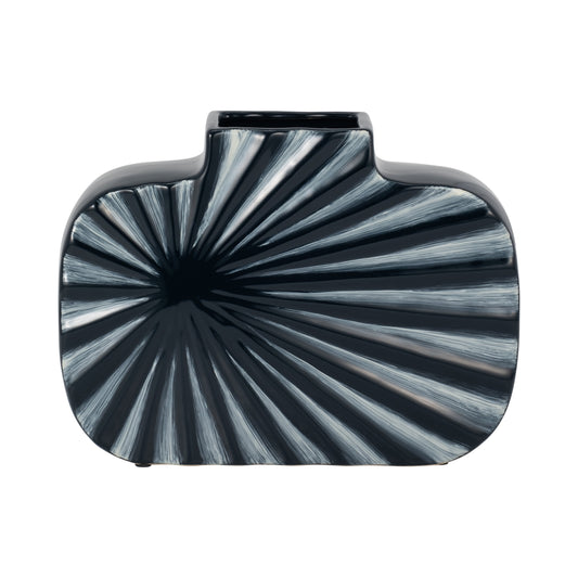 15060-05  CER, 8"H U-SHAPED VASE W/ BASE, BLACK( Sagebrook Home  )