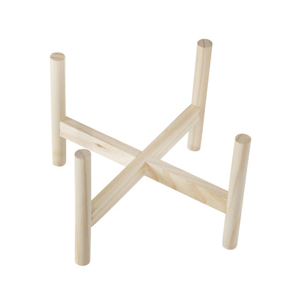 15065-01  12" CERAMIC TRIBAL PLANTER W/ WOOD STAND, BEIGE( Sagebrook Home  )