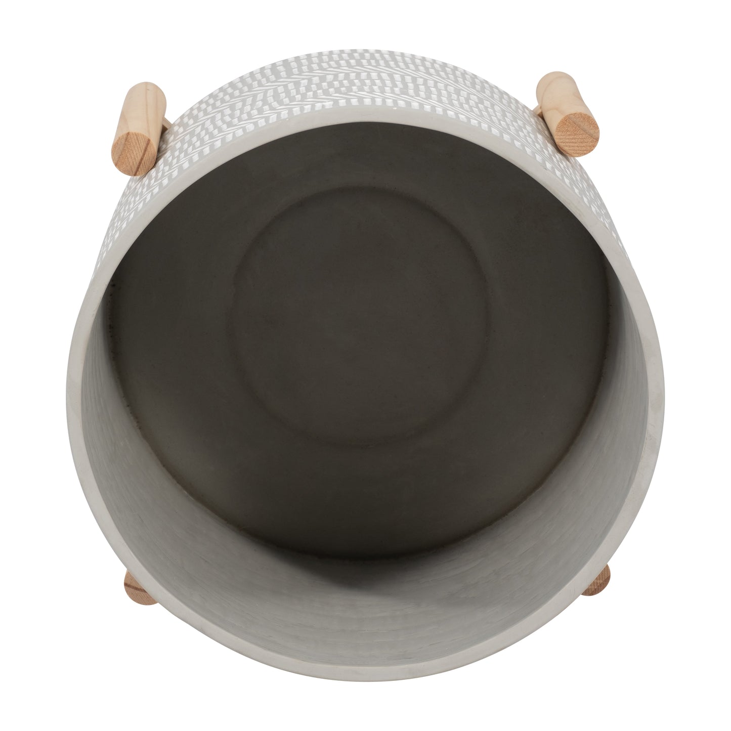 15068-01  8" CERAMIC PLANTER W/ WOOD STAND, BEIGE MIX( Sagebrook Home  )