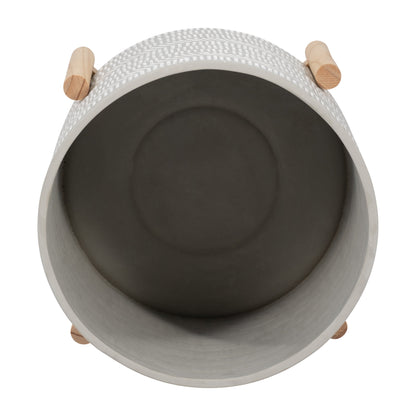 15068-01  8" CERAMIC PLANTER W/ WOOD STAND, BEIGE MIX( Sagebrook Home  )