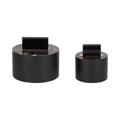 Resin, S/2 6/7" Wheatly Black Boxes