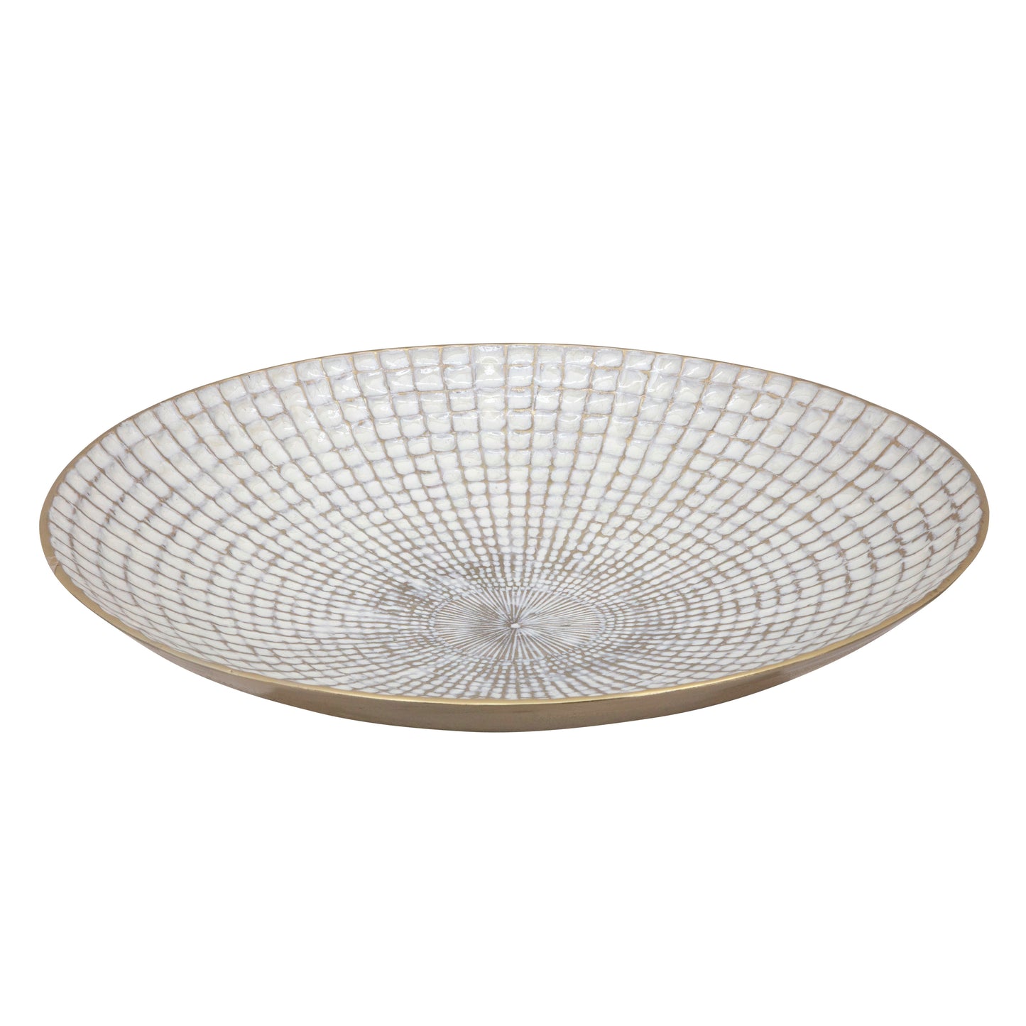 S/2 METAL 18/21" ROUND PLATES, IVORY/CHAMPAGNE
