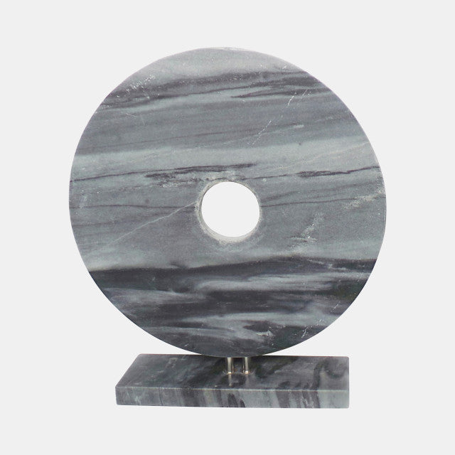 MARBLE 6" DISK W/ BASE, GRAY