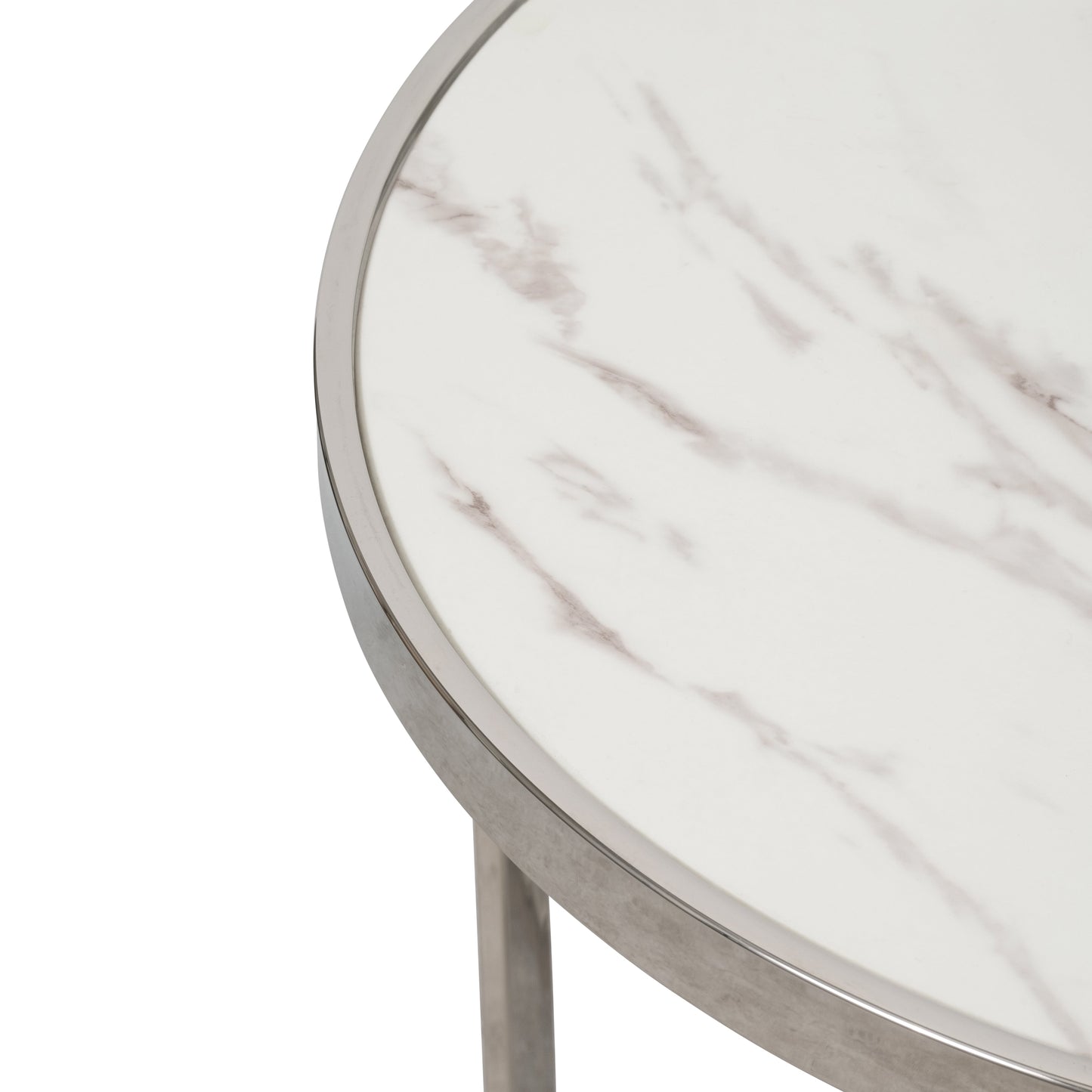 S/2 METAL ROUND SIDE TABLE, SILVER