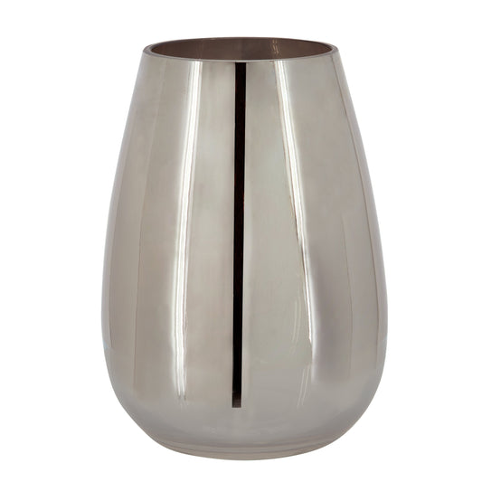 GLASS 8"H METALLIC VASE, SILVER