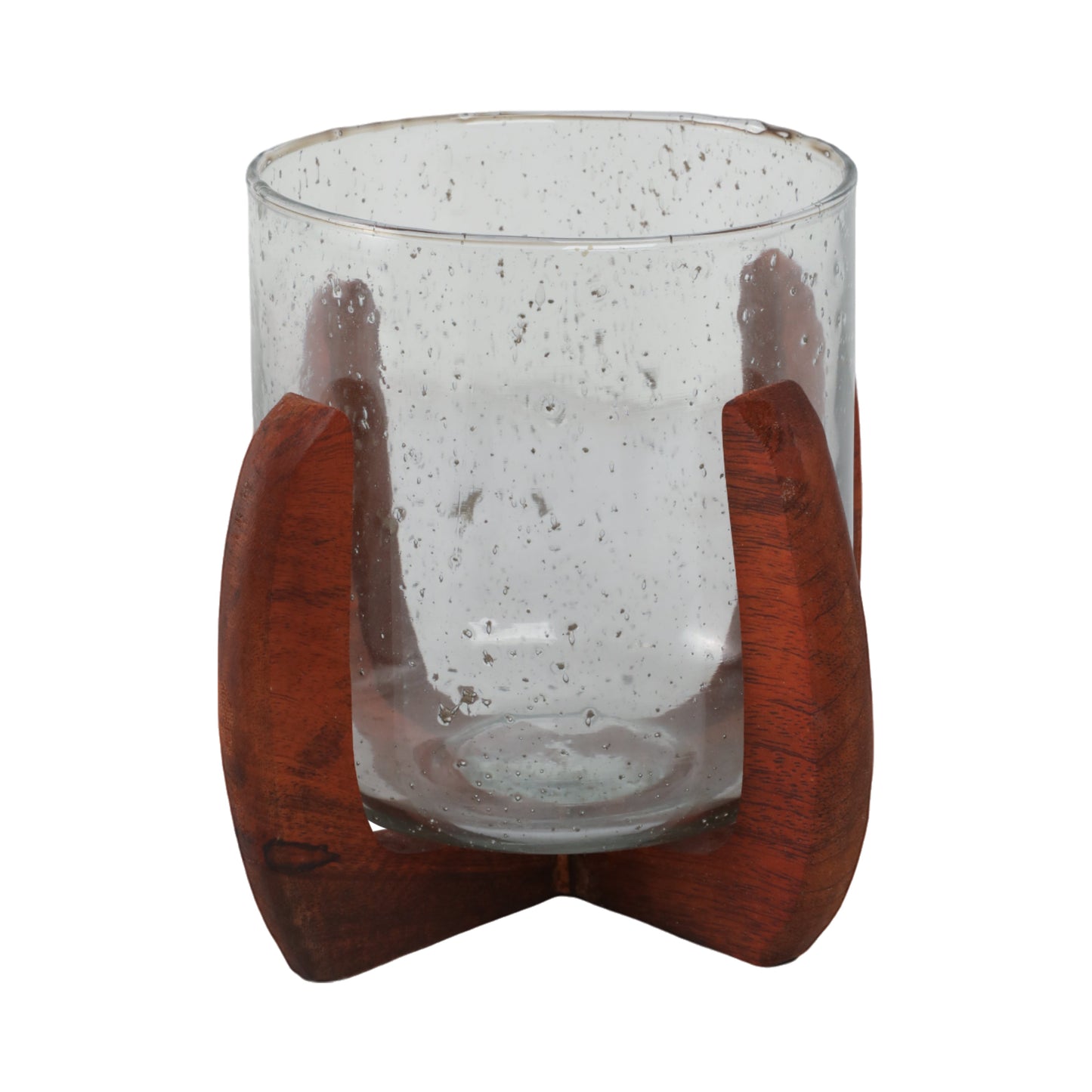 Glass, 8" Votive Holder W/ Base, Brown/clear