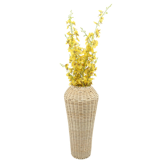 16366-01  CERAMIC 15"H VASE W/ GOLD LID, WHITE/BLACK( Sagebrook Home  )