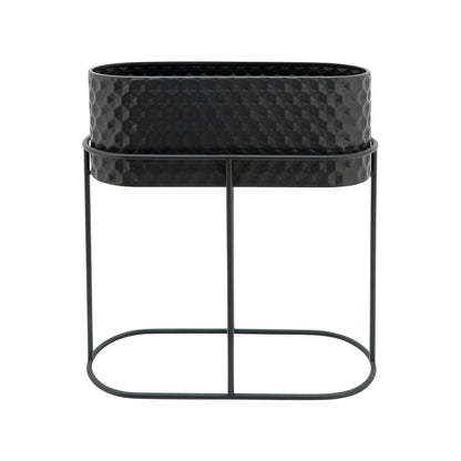 METAL, S/2 20/24" OVAL PLANTERS, BLACK