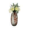 GLASS, 17''H, FROSTED VASE WITH RED DETAIL-GRAY
