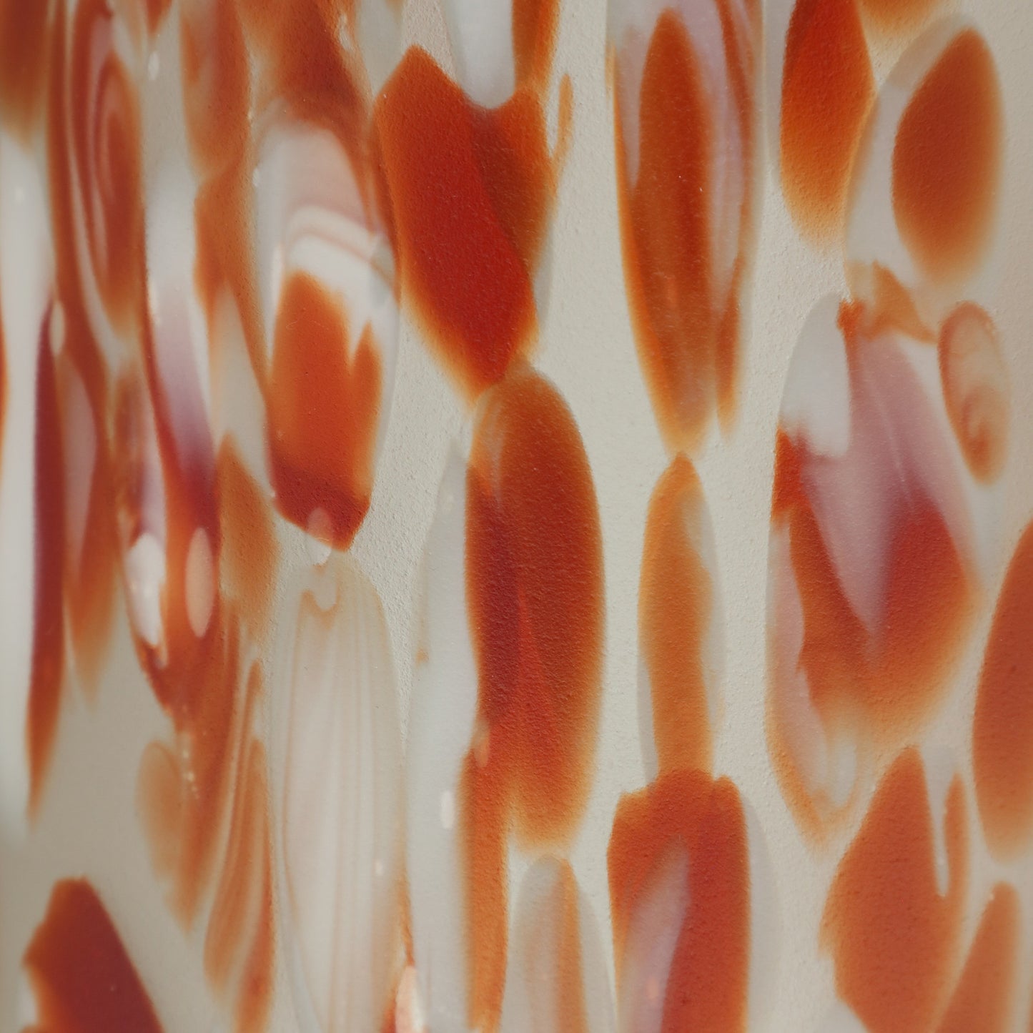 GLASS, 17''H, FROSTED VASE WITH RED DETAIL-GRAY