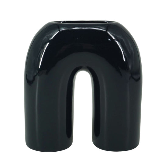 CER, 8" HORSESHOE VASE, NAVY BLUE