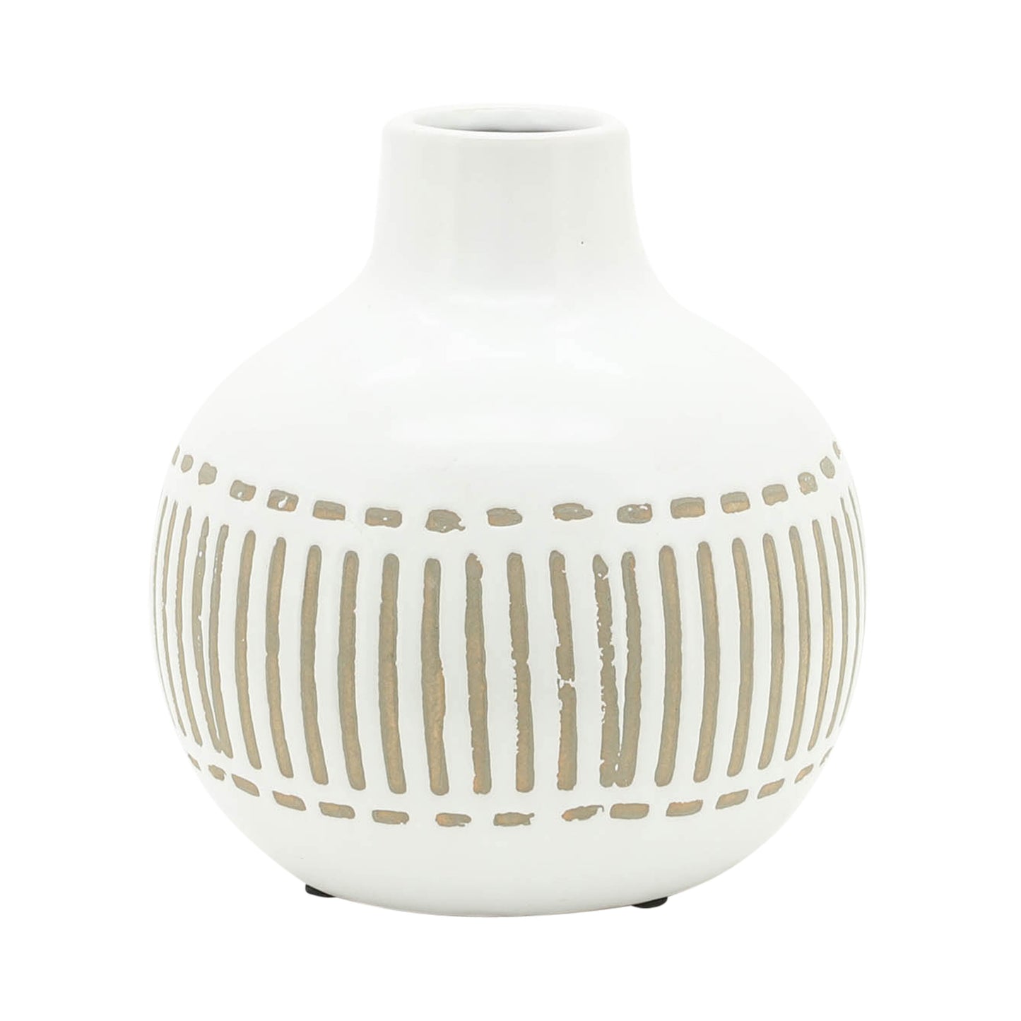 CER, 6"H ROUND AZTEC VASE, GRAY