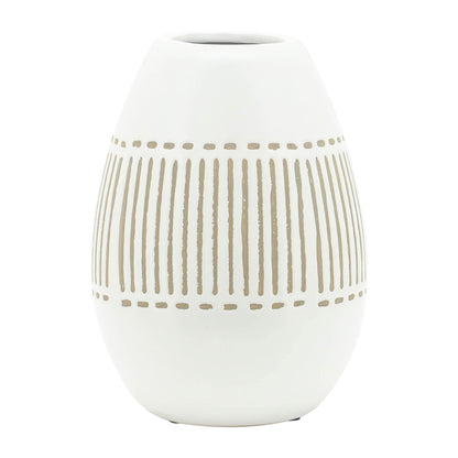 CER, 8"H AZTEC VASE, GRAY