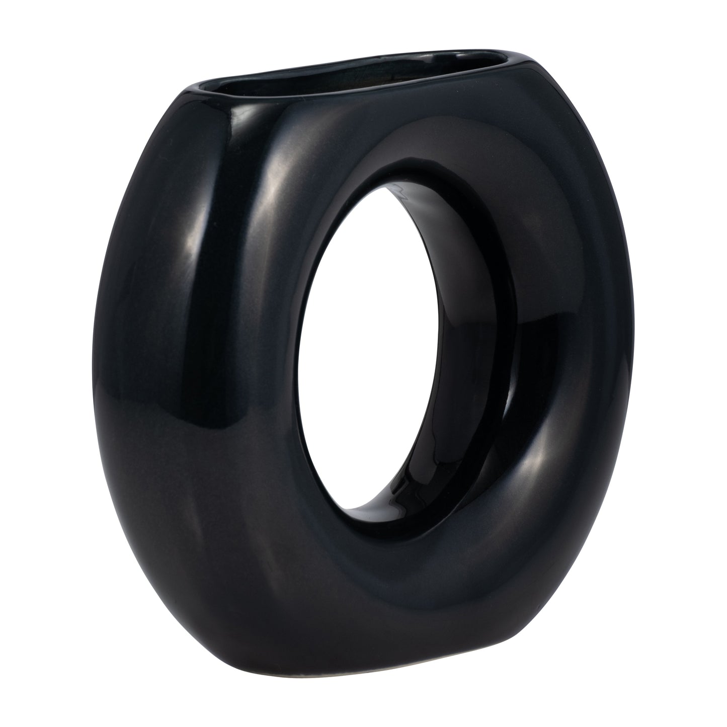 17058-03  CER, 5" DONUT VASE, COTTON( Sagebrook Home  )